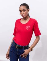 T-Shirt manches coude uni décoré