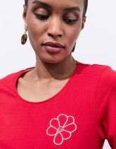 T-Shirt manches coude uni décoré