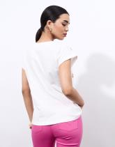 T-Shirt manches courtes 100% coton uni décoré