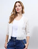 Gilet manches 3/4 en dentelle uni