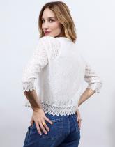 Gilet manches 3/4 en dentelle uni