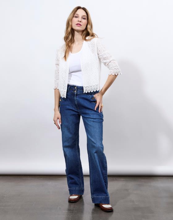 Gilet manches 3/4 en dentelle uni