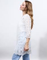 Gilet manches 3/4 en dentelle uni