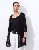 Gilet manches 3/4 en dentelle uni