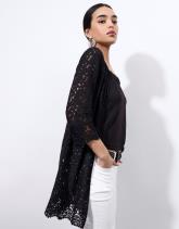 Gilet manches 3/4 en dentelle uni