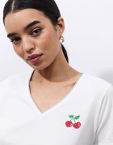 T-Shirt manches coude 100% coton uni décoré