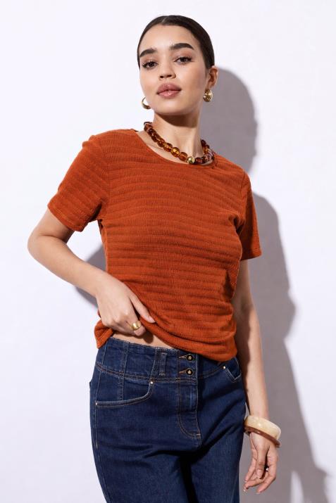 T-Shirt manches courtes en mélange coton uni