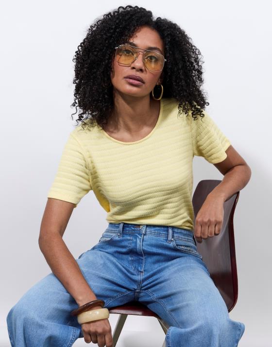 T-Shirt manches courtes en mélange coton uni