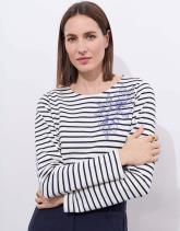 Tee-shirt marinière manches longues en mélange coton rayé
