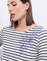 Tee-shirt marinière manches longues en mélange coton rayé