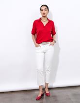 Top manches courtes en mélange coton uni