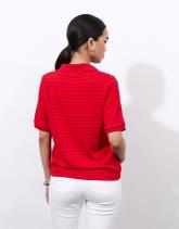 Top manches courtes en mélange coton uni