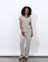 Top manches courtes en mélange coton rayé