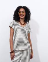 Top manches courtes en mélange coton rayé