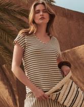 Top manches courtes en mélange coton rayé