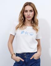 T-Shirt manches courtes 100% coton uni décoré