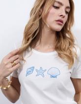 T-Shirt manches courtes 100% coton uni décoré