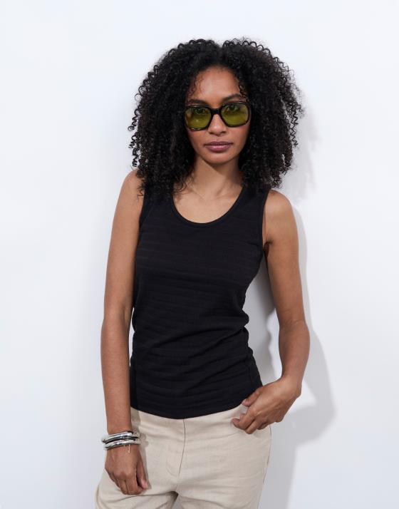 Débardeur en mélange coton uni