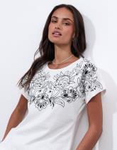 T-Shirt manches courtes 100% coton uni décoré
