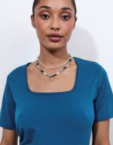 T-Shirt manches courtes uni décoré