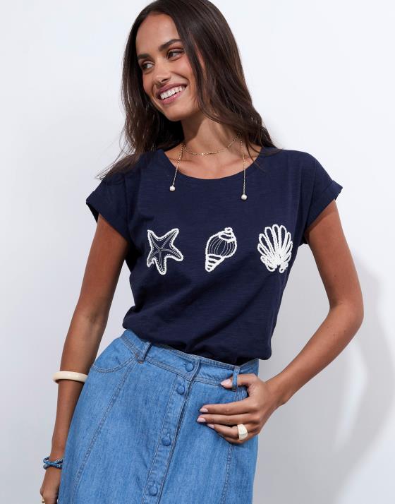 T-Shirt manches courtes 100% coton uni décoré