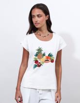 T-Shirt manches courtes 100% coton imprimé placé