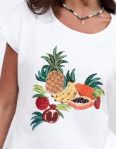 T-Shirt manches courtes 100% coton imprimé placé