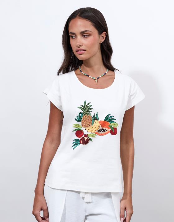 T-Shirt manches courtes 100% coton imprimé placé