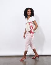 Top manches papillon en mélange coton uni