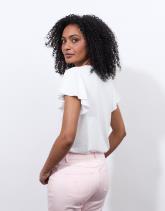 Top manches papillon en mélange coton uni