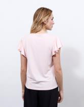 Top manches papillon en mélange coton uni