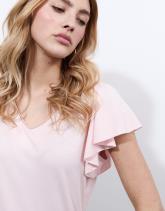 Top manches papillon en mélange coton uni