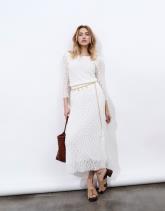 Top manches courtes en dentelle uni