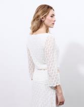 Top manches courtes en dentelle uni