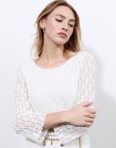 Top manches courtes en dentelle uni