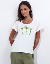 T-Shirt manches courtes 100% coton uni décoré