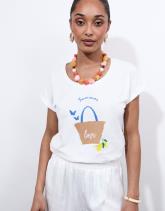 T-Shirt manches courtes 100% coton uni décoré