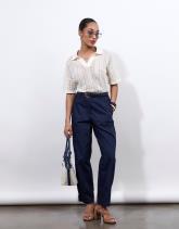 Top manches courtes en mélange coton uni