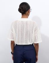 Top manches courtes en mélange coton uni