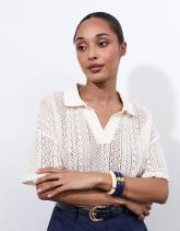 Top manches courtes en mélange coton uni