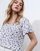 Top manches courtes imprimé à fleurs