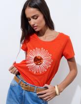 T-Shirt manches courtes 100% coton uni décoré