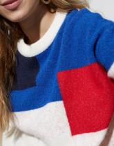 Pull fin en mélange laine color bloc