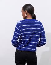 Pull fin en mélange coton rayé