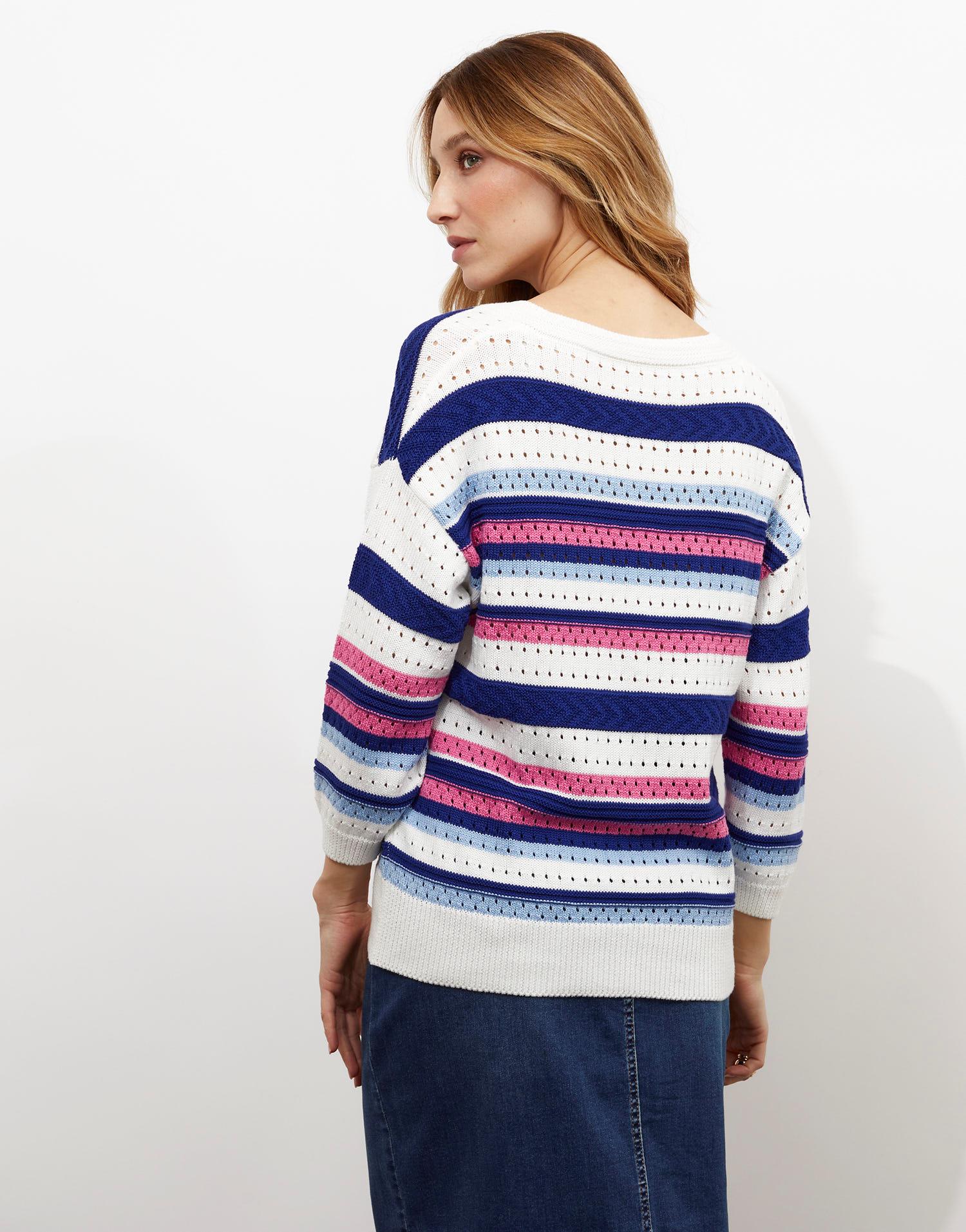 Pull fin rayé