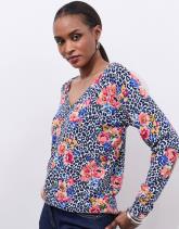 Pull fin imprimé à fleurs
