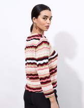 Pull fin en mélange coton rayé