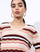 Pull fin en mélange coton rayé