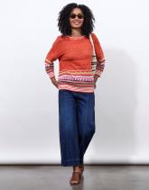 Pull fin en mélange coton rayé