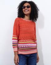 Pull fin en mélange coton rayé